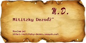 Mititzky Dezső névjegykártya